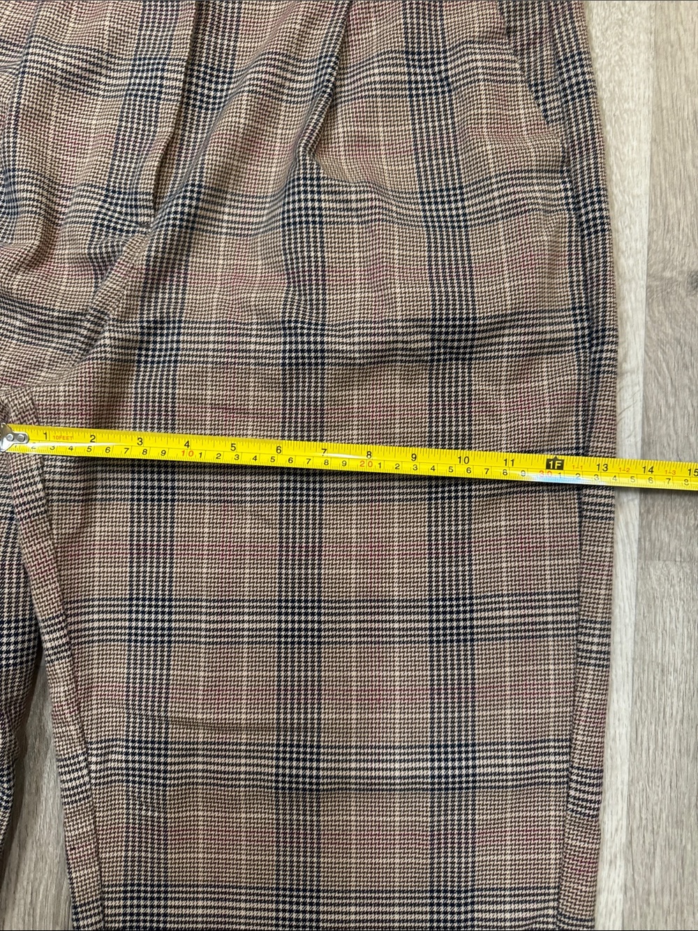 Old Navy Brown Plaid Taylor Wide Leg Trouser Dress Pants with Black Check. SizeL - Picture 9 of 13